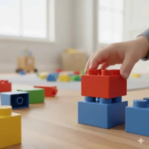 Diagram showing how LEGO Duplo bricks can be used on top of Mega Bloks First Builders, explaining brand compatibility for UK parents.