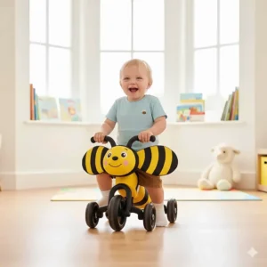 A bumblebee-themed scuttlebug, a top-rated first ride-on toy for toddlers.