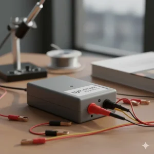 A safe battery power pack and UK-standard connectors designed for educational electronics projects.