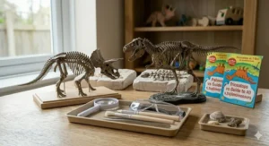 Alt text for image 7: An illustrated full-colour dinosaur fact book and learning guide included in the excavation set.