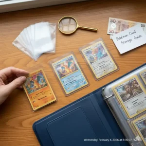 High-quality archival-safe penny sleeves and toploaders used to maintain the Gem Mint condition of investment-grade cards.