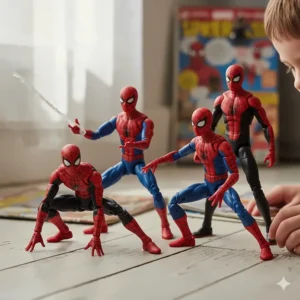 Poseable Spider-Man action figures suitable for a 6-year-old's small hands.
