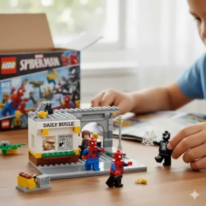 Marvel Spider-Man LEGO building set featuring Peter Parker and Miles Morales minifigures.