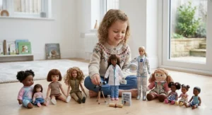 Career-focused dolls including a doctor, astronaut, and scientist to inspire young girls.