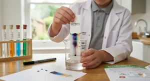 A simple ink chromatography experiment using filter paper and felt-tip pens to show chemical separation.
