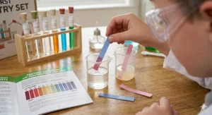 Using litmus paper and a pH scale to test common UK household liquids like vinegar and lemon juice.