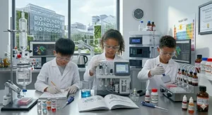 An age-suitability chart comparing different chemistry sets for kids, from junior sets for 5-year-olds to advanced kits for secondary school pupils.