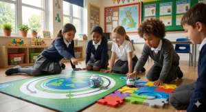 Alt text for image 9: An action shot of a Sphero Bolt and Ozobot Evo together, representing the final verdict of the comparison for British teachers and parents.