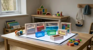 Infographic comparing the price points and longevity of Grimms vs TickiT wooden toys for UK consumers.
