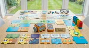 A screen-free Botley 2.0 coding robot set displayed with all accessories.