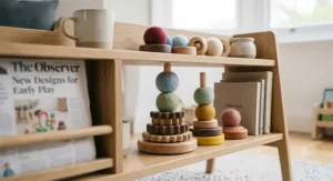 An illustration-style image featuring fun, chunky animal-themed stacking blocks that encourage storytelling, spatial awareness, and creative play in young children within a playroom environment.