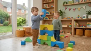 A set of grey giant foam breeze blocks designed for realistic construction role-play.