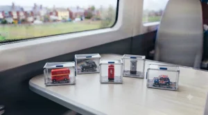 Selection of compact building block sets displayed as a travel gift idea for British families.