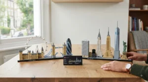 Side-by-side comparison of two different LEGO Architecture building kits designed for advanced adult builders.