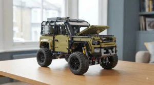 Highlighting the highly customisable components of a LEGO Technic set, popular with teenagers interested in robotics and design.