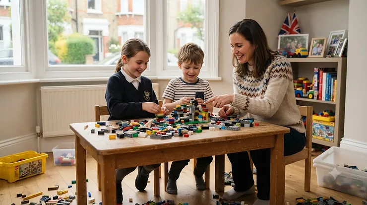 Side-by-side comparison of genuine LEGO bricks and cheaper LEGO-compatible building blocks on a play table in a UK living room. LEGO-compatible building blocks vs genuine LEGO