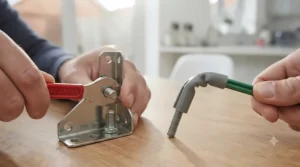 Close-up comparison of durable steel Meccano bolts versus flexible plastic K'NEX connectors under examination.