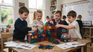 An educational magnetic building set displayed in its gift-ready packaging, ideal for birthdays and Christmas presents.