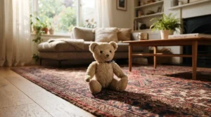 A Disney Princess doll for toddlers resting on a colourful rug in a British living room